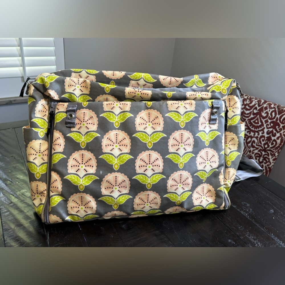 Petunia Pickle Bottom Boxy Backpack Diaper Bag, Gray/Pink/Green, XL Size - Picture 8 of 9